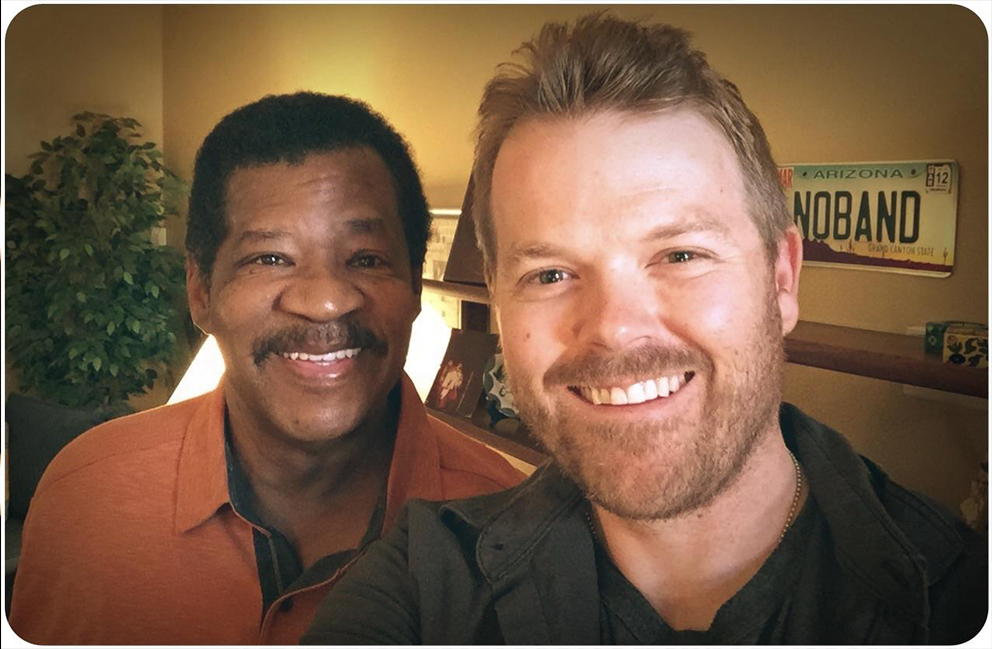 Jerry Lawson and Drew Verbis smiling for a photo during Blues America interview
